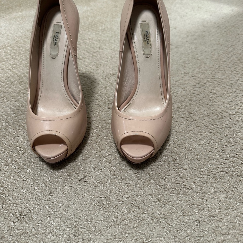 Prada Women's Blush Peep Toe Heels